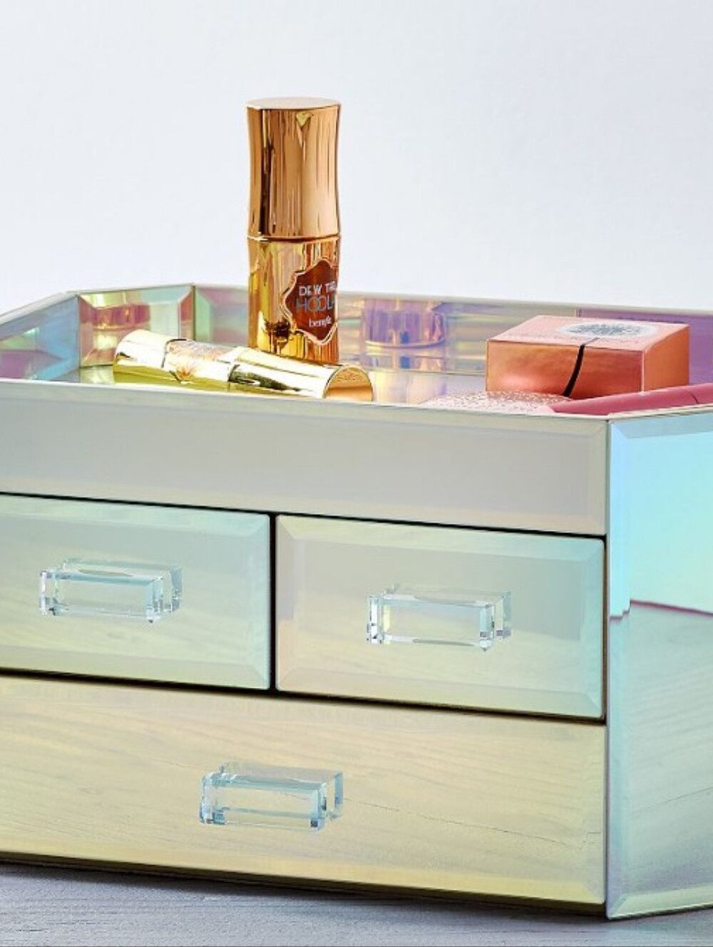 Pottery Barn Teen Iridescent Mirrored Jewelry & Makeup Organizer - Multi-Drawer